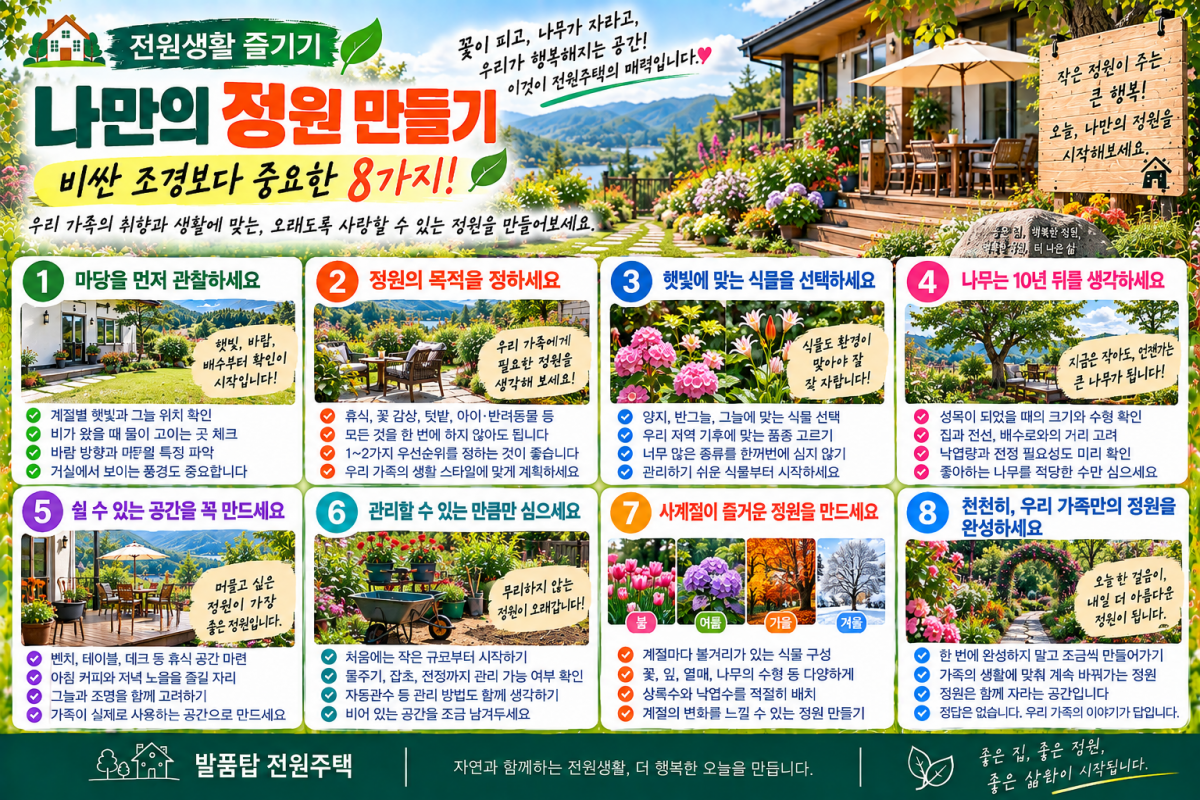 전원주택 나만의 정원 만들기, 비싼 조경보다 중요한 8가지