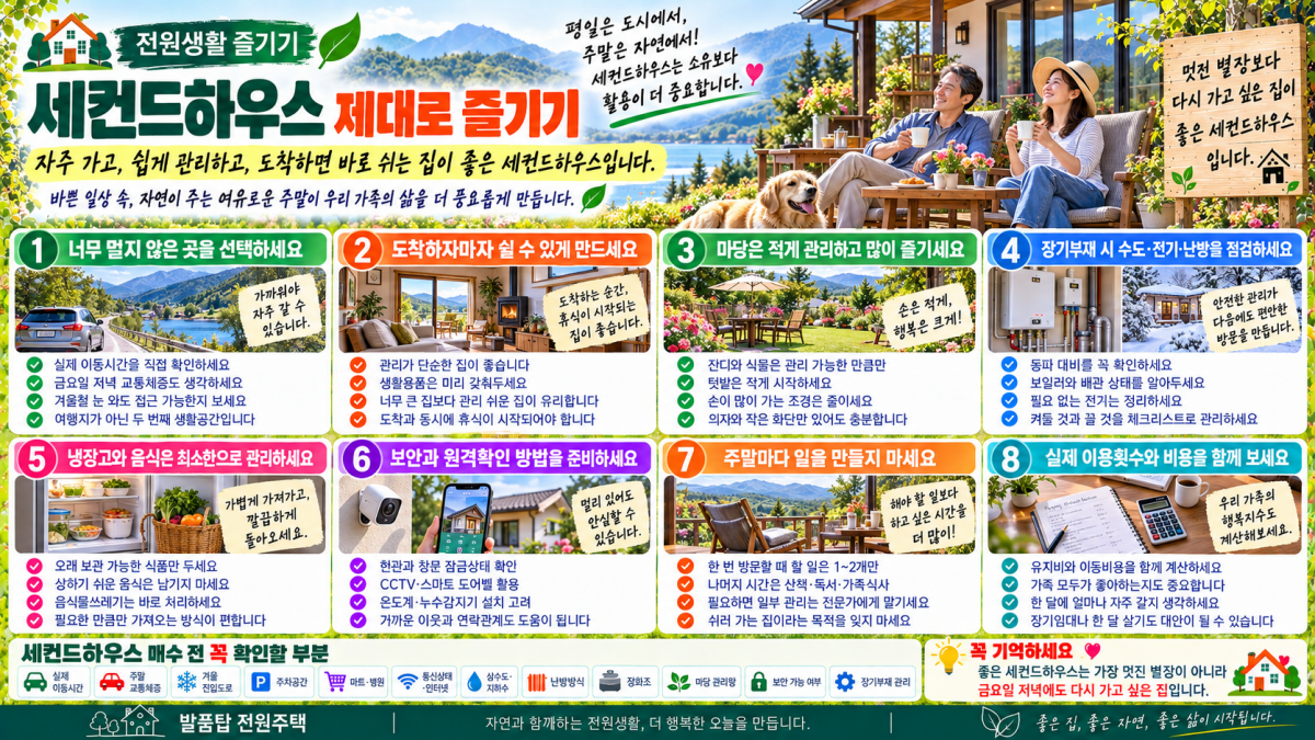 세컨드하우스, 사놓고 비워두지 마세요! 제대로 즐기는 8가지 방법