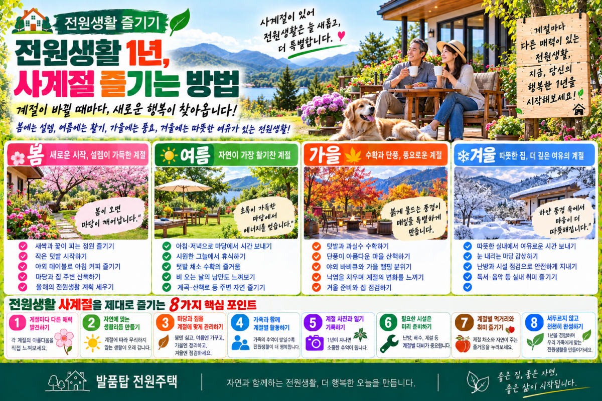 전원생활 1년, 사계절이 모두 특별합니다! 봄부터 겨울까지 즐기는 8가지 방법